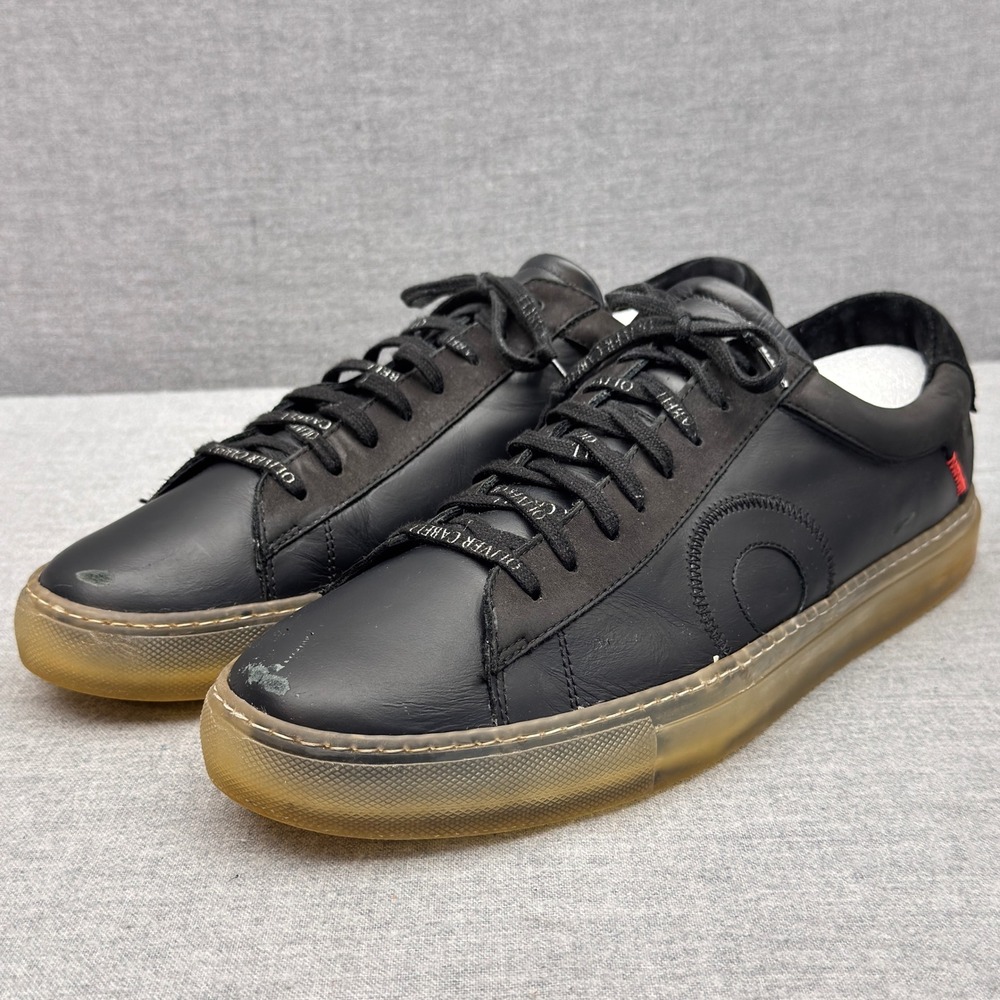 Oliver Cabell Low 1 Black Leather Suede Gum Sole Sneakers Italy Mens Size EU 45